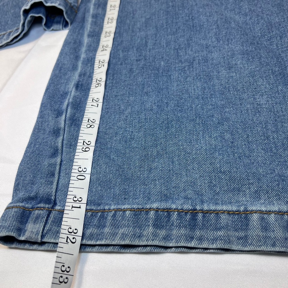 Von Dutch Wide Leg Jeans Womens 13 Blue Medium Wash Y2K Baggy Logo Patch Graphic - Picture 10 of 16